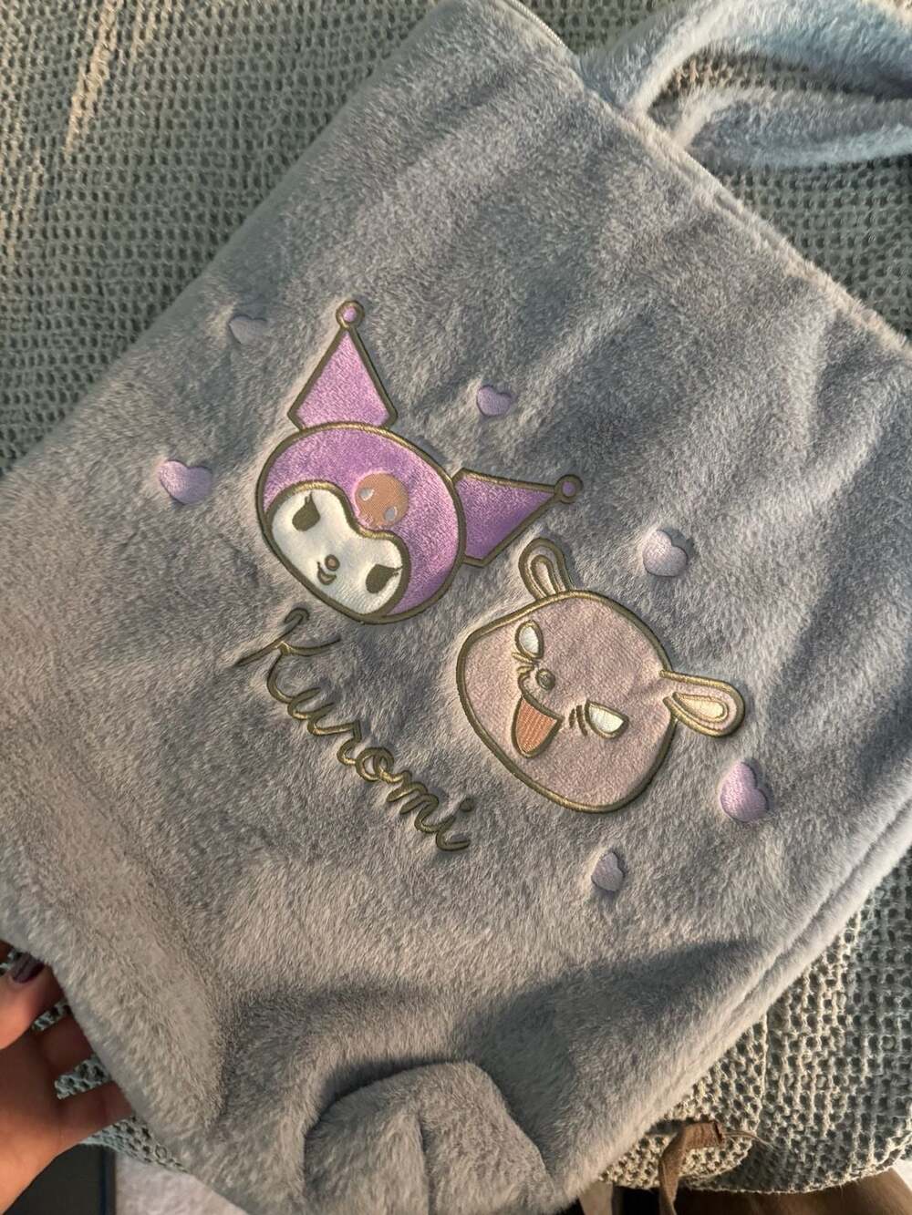Sanrio Kuromi and Baku Plush Fluffy Tote Bag